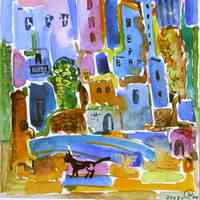 City Landscape with a Cat